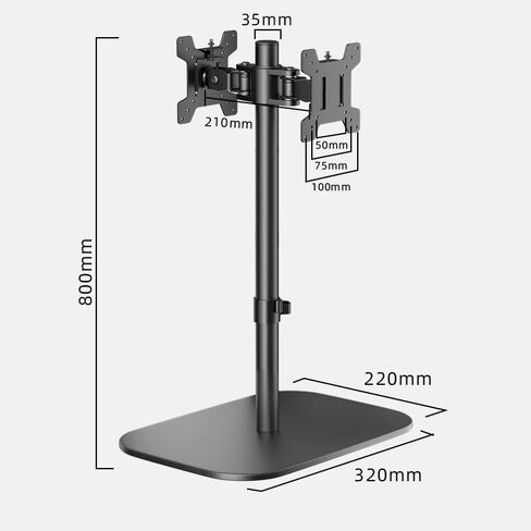 Monitor Stand Dual-Screen Back-to-Back Cantilever Base one-to-Two Computer Desktop Mobile Lifting and Heightening Two-in-one(Square Base 50cm Column) in Saudi Arabia
