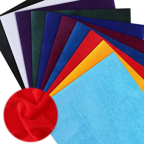 SmoothNovelty 10 pcs تمدد النسيج المخملي 20 × 20 بوصة غامضة مطاطية مخملية ناعمة النسيج مربعات اللحف على حزمة مترقعة للألوان لحرف الخياطة DIY والملابس والملاب in Kuwait