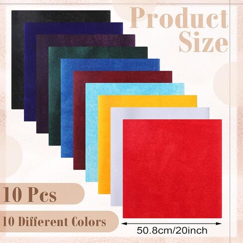 SmoothNovelty 10 pcs تمدد النسيج المخملي 20 × 20 بوصة غامضة مطاطية مخملية ناعمة النسيج مربعات اللحف على حزمة مترقعة للألوان لحرف الخياطة DIY والملابس والملاب in Kuwait