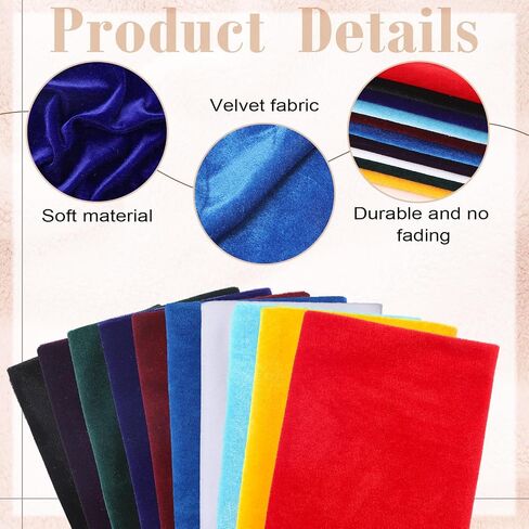 SmoothNovelty 10 pcs تمدد النسيج المخملي 20 × 20 بوصة غامضة مطاطية مخملية ناعمة النسيج مربعات اللحف على حزمة مترقعة للألوان لحرف الخياطة DIY والملابس والملاب in Kuwait