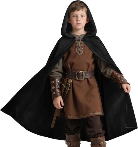 Kids Hooded Cloak Medieval Renaissance Cape Halloween Cosplay Costumes in Saudi Arabia