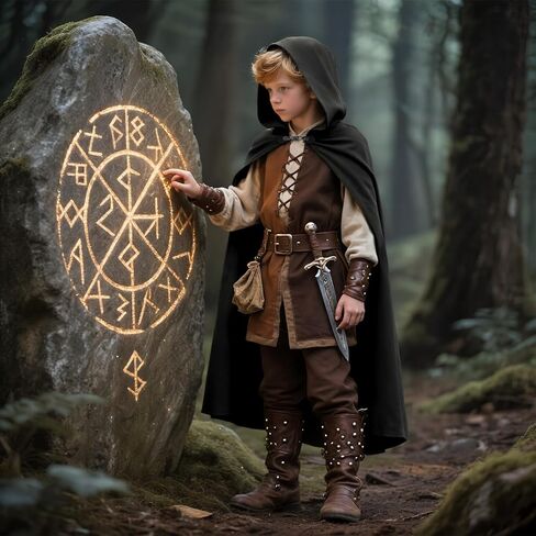 Kids Hooded Cloak Medieval Renaissance Cape Halloween Cosplay Costumes in Saudi Arabia