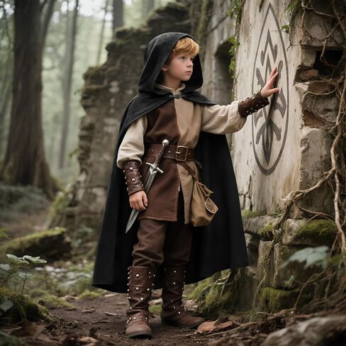Kids Hooded Cloak Medieval Renaissance Cape Halloween Cosplay Costumes in Saudi Arabia