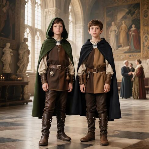 Kids Hooded Cloak Medieval Renaissance Cape Halloween Cosplay Costumes in Saudi Arabia