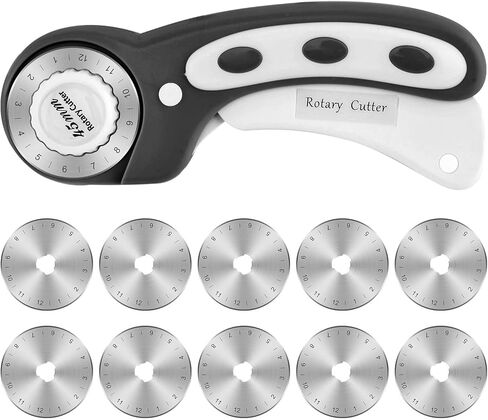 45mm Rotary Cutter for Fabric with 10 pcs Blades,Pinking Rotary Cutter for Quilting Crafts Sewing(COLOR:Black) in Saudi Arabia