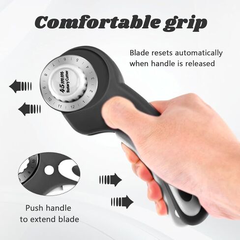 45mm Rotary Cutter for Fabric with 10 pcs Blades,Pinking Rotary Cutter for Quilting Crafts Sewing(COLOR:Black) in Saudi Arabia