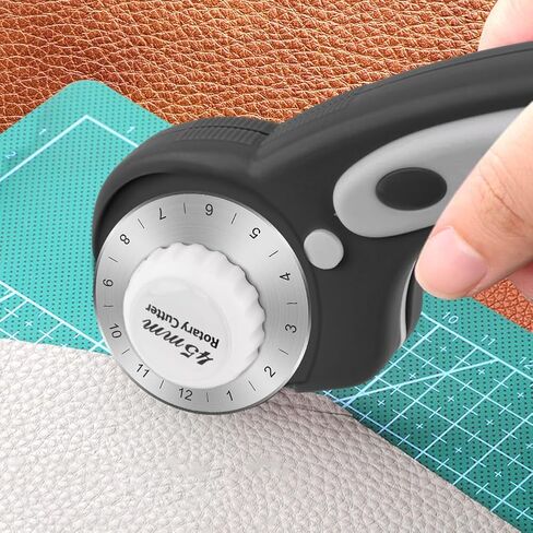 45mm Rotary Cutter for Fabric with 10 pcs Blades,Pinking Rotary Cutter for Quilting Crafts Sewing(COLOR:Black) in Saudi Arabia