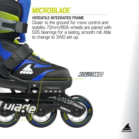 Rollerblade Microblade Kid للياقة التعديل المضمّنة ، التزلج المبتدئين ، الأداء الشباني المضمّن in Kuwait