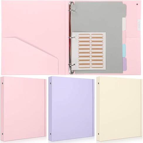 TaoBary 3 Pcs 3 Ring Binder 1 Inch Pastel Color Receipt Binders Organizer Dividers with Tabs 2 Pockets Fits for Us Letter Size 8.5 x 11 Paper for Office Home Supplies(Macarons,Trees) in Saudi Arabia