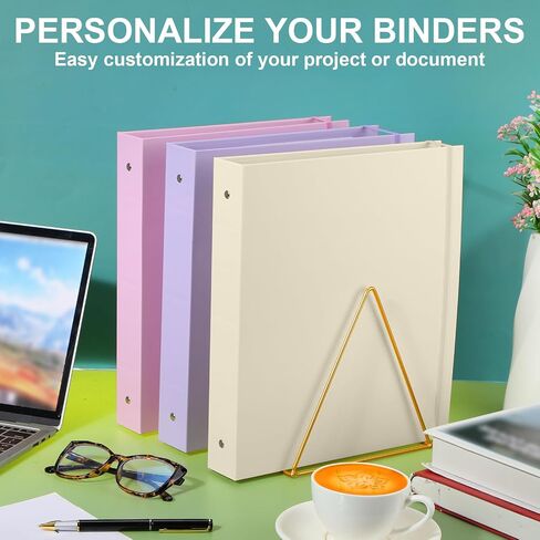 TaoBary 3 Pcs 3 Ring Binder 1 Inch Pastel Color Receipt Binders Organizer Dividers with Tabs 2 Pockets Fits for Us Letter Size 8.5 x 11 Paper for Office Home Supplies(Macarons,Trees) in Saudi Arabia