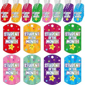 32 Pcs Student Reading Incentives Acrylic Super Star Reading Award Tags with Chains Recognition Tag Education Awards Prizes Bulk for School Classroom Reward Teacher Supplies, 8 Styles