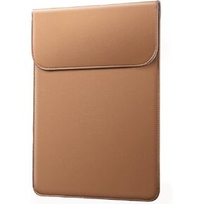 JETech Slim Laptop Sleeve for MacBook Pro 14-Inch(M4/M3/M2/M1, 2021-2024), PU Leather Case with Magnetic Closure (Brown)
