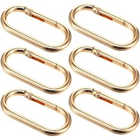 Yolev 6 Pcs Oval Carabiner, 2 Inch Keyring Clip Carabiner, Zinc Alloy Oval Spring Ring Clips for Backpacks, Keys, Strap