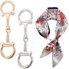 2 Pcs Scarf Ring and Slides for Scarves, Scarf Buckle (Gold+Silver)