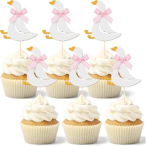Honeydak 36 Pcs Silly Goose Cupcake Topper Silly Goose Baby Shower Decorations for Cake Decorations Birthday Party Supplies(Blue)