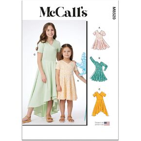 McCall's M8520K5 Easy-to-Make Children's and Girls' Knit Dresses Sewing Pattern Packet, Design Code M8520, Sizes 7-8-10-12-14