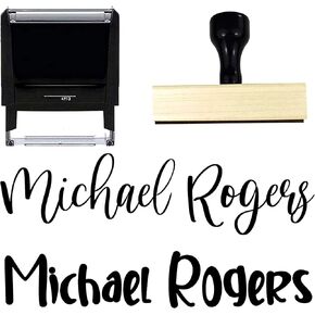 Custom Name Signature Stamp - 10 Font Options Self-Inking 1 or 2 Line Stamper with Personalized Script Calligraphy Thank You Handmade Stamp (2 Line)