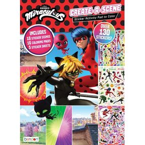 Bendon Miraculous Create a Scene Sticker Book | Miraculous Coloring Book | Ladybug and Cat Noir Activity Book | 130+ Stickers | 40 Pages | Officially Licensed