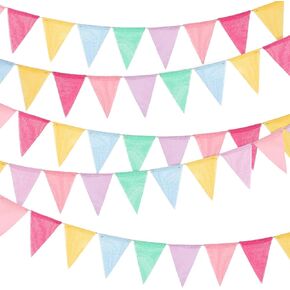 Tatuo 200 Flags Multicolored Pennant Flags Bunting Banner Pastel Fabric Triangle Flag Garland for Birthday Graduation Bridal Party Summer Decoration Hanging on Wall Ceiling Window