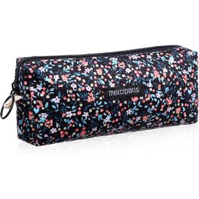 Floral Pencil Case, Retro Floral Pencil Pouch Soft Small Cosmetic Pen Bags Corduroy Pencils Bags for Office College Flower Makeup Pouch for Women Storage Purse(Black)
