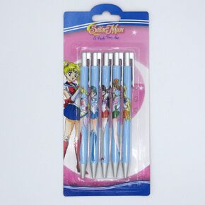 Sailor Moon Pen Set Featuring Mercury, Mars, Jupiter, Venus and Moon - Set of Five