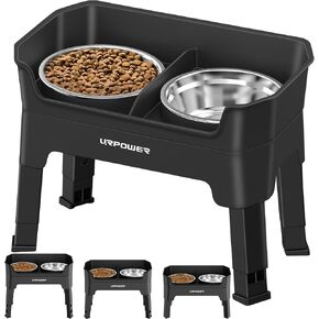 URPOWER 3-in-1 Elevated Dog Bowls Mess Proof Double Deck Raised Dog Bowls 4 Height Adjustable Dog Bowl Stand with 2 Stainless Steel Dog Food Bowls and Licking Plate for Small Medium Large Dogs & Pets in Kuwait