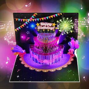 GREETING ART Musical Birthday Cards, Piano Birthday Card With Music and Light, 3D Piano Card, Piano Pop Up Card, Piano Greeting Cards for Men Women Kids