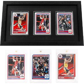 Trading Card Display Frame for 5 Standard Cards with Real Glass, Sports Collect Holder for Baseball Basketball Football Hocky Cards