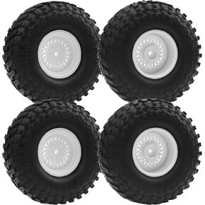RC 1.9" RC Tires and Wheel Nylon Rims 12mm Hex Hub OD 116mm/4.56" Rubber Tyre Compatible with 1/10 Axial SCX10 RC4WD D90 Tamiya CC01 TF2 Traxxas TRX4 RC Rock Crawler (Black)