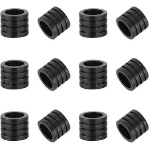UNICRAFTALE 12Pcs Paracord Bead Stainless Steel Column Spacer Beads Black Grooved Tube Lanyard Beads Metal 7mm Large Hole Beads Loose Beads for DIY European Bracelet Necklace Jewelry Making