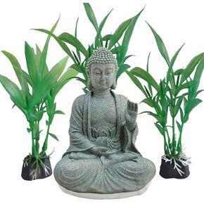 livelyfish Asian Stone Buddha Figurines for Aquarium Zen Garden Fish Tank Statue Decorations Mini Stone Buddha Zen Garden Sculptures Decor,Gift