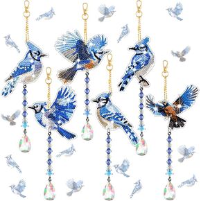 6 Pieces Snowflake Diamond Art Kits Double Sided Diamond Art Suncatchers Wind Chimes Hanging Accessories for DIY Crafts Home Windows Decoration