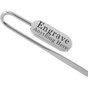 Personalized Bookmark Gift - Metal Bookmarks - Luxury Silver Hook Book Mark Custom Engraved with Name or Special Message for Girlfriend, Boyfriend, Book Worms, Birthdays and More