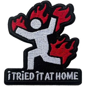 I Tried It at Home Embroidery Iron On Patches, Size 3" Sew Patches for Clothes Backpacks Hats Jeans Bags, Funny Meme Embroidered Patches Iron On Fabric Patches DIY Gift for Boys Girls