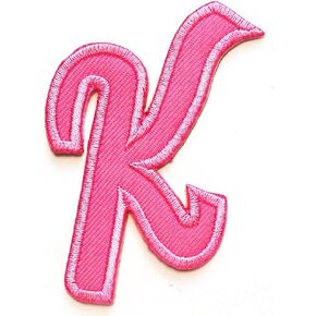 PP Pink Letters Iron On Patches A-Z Alphabet Patches Sew On Appliques Jeans Jackets Clothes