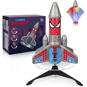 Rocket Launcher for Kids – 2nd Gen Upgraded Design, Electric Auto Launch, 200ft Flight with Safe Parachute, Outdoor Rocket Toy for Boys & Girls, Birthday Gift for Ages 6-13, Spider Pattern