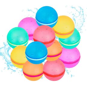 12 PCS water reusable water balloons magnetic silicone for pool outdoor bath backyard slides refillable summer bunch toy outdoor silicone biodegradable party quick essentials games