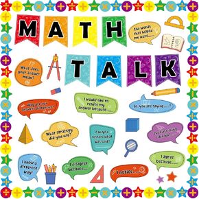 Math Talk Bulletin Board Decorations - Shejdgart Math Classroom Decor, Educational Paper Cutouts Bulletin Board Set, Elementary Middle School Office Chalkboard Wall Decor Supplies