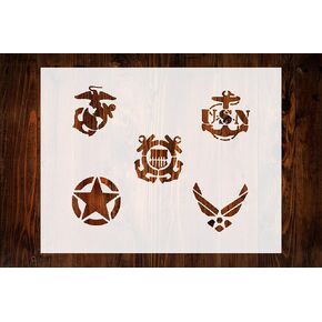 Military Branches Custom Stencil, Reusable & Sturdy, 11 x 8.5 for Art, Crafts & DIY Projects