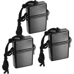 PATIKIL Waterproof ID Card Badge Holder, 3 Pack Floating Sports Case Locker with Lanyard Buoyant Case Box, Black
