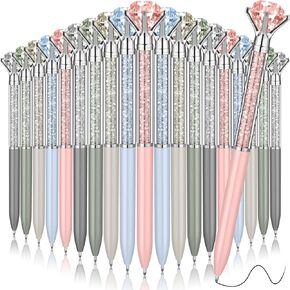 40 Pcs Diamond Ballpoint Pens Big Crystal Colorful Retractable Gem Rhinestones Bling Jewel Pens for Women Wedding Bridal Shower Office Gifts (Morandi Color)