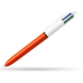 4 Color Ballpoint Pen, Retractable, .7mm, Fine Point, Asst. Ink, Orange Barrel (BICFM11) Category: Ballpoints