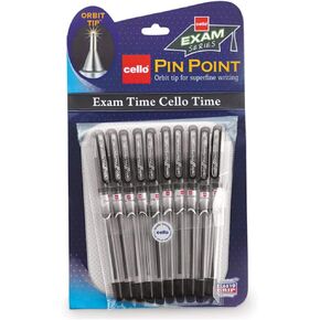 10 X Cello Pinpoint Fine Write Ball Point Pen Black Ink 0.5 Mm Tip by Cello Pinpoint