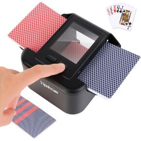 Automatic Card Shuffler for 1-2 Decks, Dual Mode Card Shuffler and Dealer with USB-C Rechargeable Battery, Card Shuffler & Dealer for UNO, Skip-Bo, Poker, Blackjack, Texas Hold’em, Party & Travel