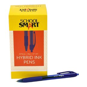 School Smart Retractable Hybrid Gel and Ink Pens, Blue, Pack of 48