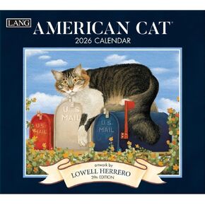 Lang Companies, American Cat 2026 Wall Calendar by Lowell Herrero, 13.4'' X 12'', 12-Month Calendar with Stapled Binding