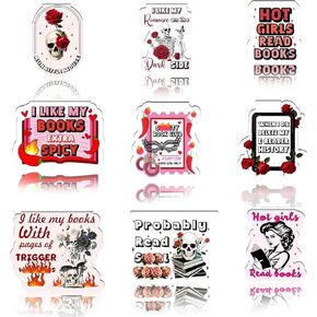 9PC Dark Romance Magnetic Bookmarks - Funny Magnet Book Mark Magnets Hot Girls Read Books, Skeleton, Rose, Books Motifs Magnetic Bookmarks for Women Men Book Lovers Gifts