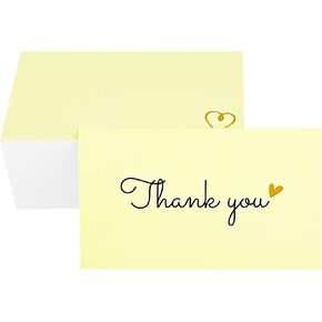 RXBC2011 Thank you Cards Heart for Wedding Party Business 2x3.5 inches Pack of 100 Lemon yellow
