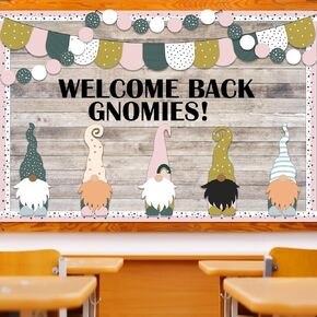 99 Pcs Back to School Gnomies Bulletin Board Set Welcome Back Gnomies Bulletin Board Classroom Decoration Gnome Cutouts for Home School Library Wall Chalkboard Decor Supplies