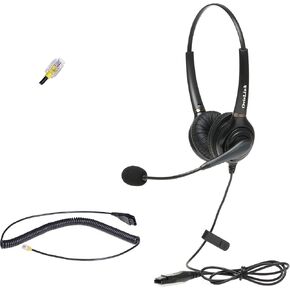 سماعة أذن Cisco مزدوجة | سماعة ميكروفون إلغاء الضوضاء متوافقة مع هواتف Cisco مع RJ9 سماعة الرأس JACK | RJ9 سماعة الرأس Quick Disconnect Cord المشمولة | HD جودة الصوت | مريح in Kuwait